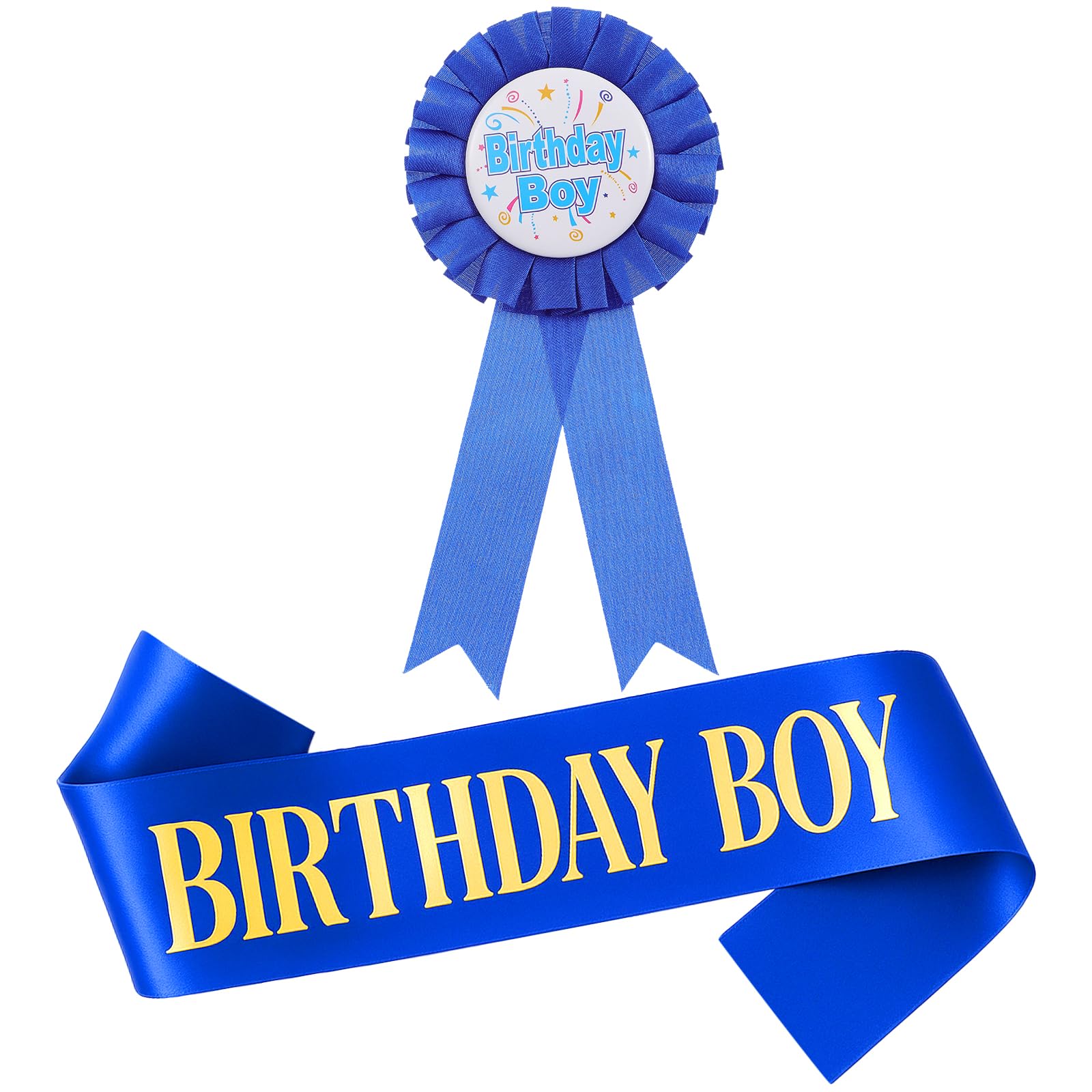 Birthday Boy Sash, Birthday Boy Pin Blue Party Decorations for Boys Kids Photo Props