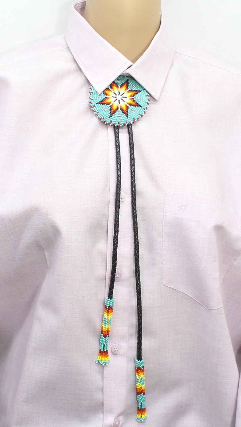 Handmade Beaded Bolo Tie,Native American Style Cz Seed Beads Bolo Tie.Beaded Bolo Tie for Fashion.