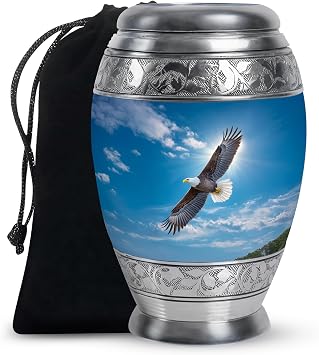 Sunrise Eagle Cremation Urns for Human Ashes - Urn for Ashes Adult Male - Blue Urns for Human Adult Man - Large Urns for Mom & Dad - 10Inch & 200 Cubic Inches