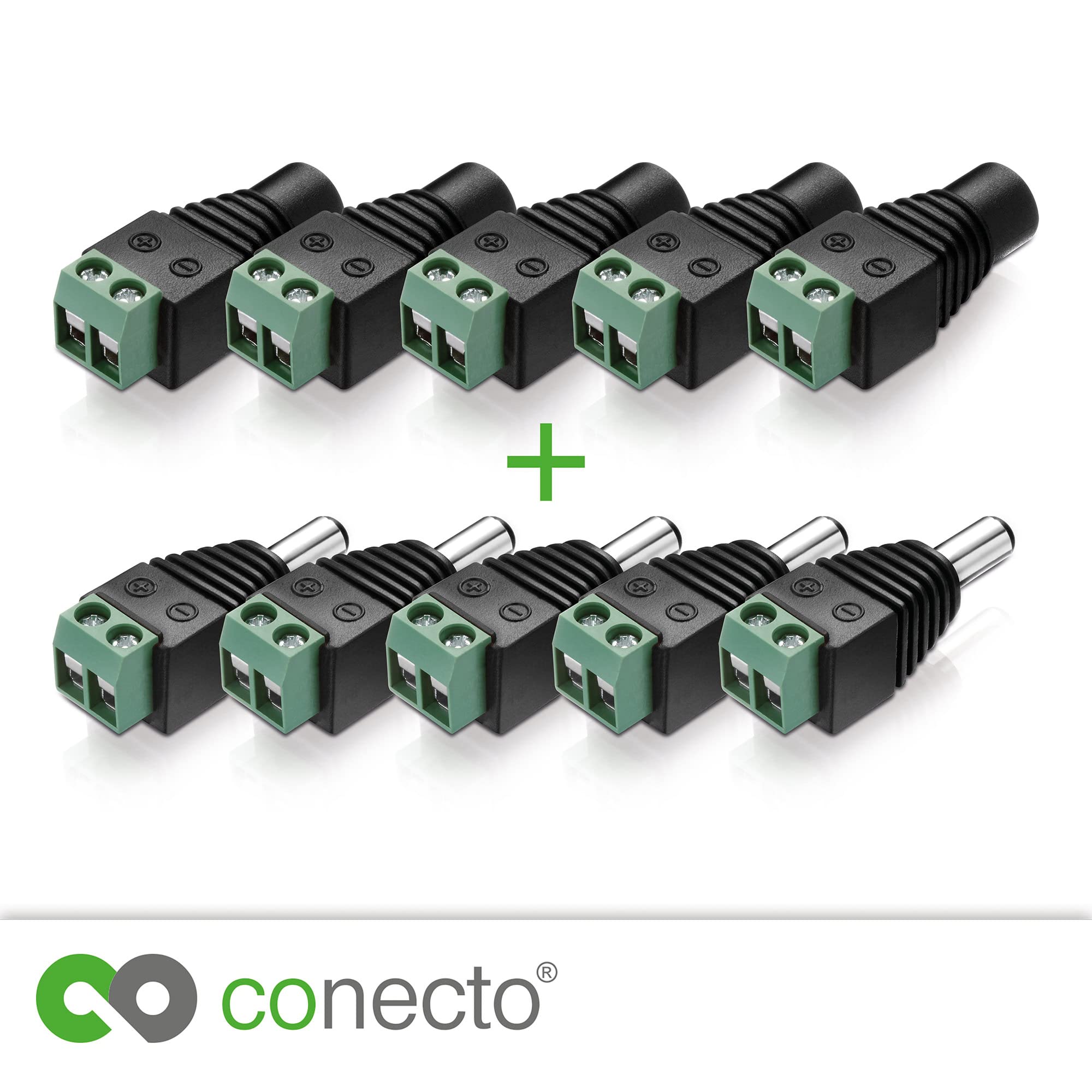 Conecto Adattatore Connettore Cilindrico 5,5 x 2,5 mm a Morsettiera a Due Pin (5x) + Jack Cilindrico 5,5 x 2,5 mm a Morsettiera a Due Pin (5x)