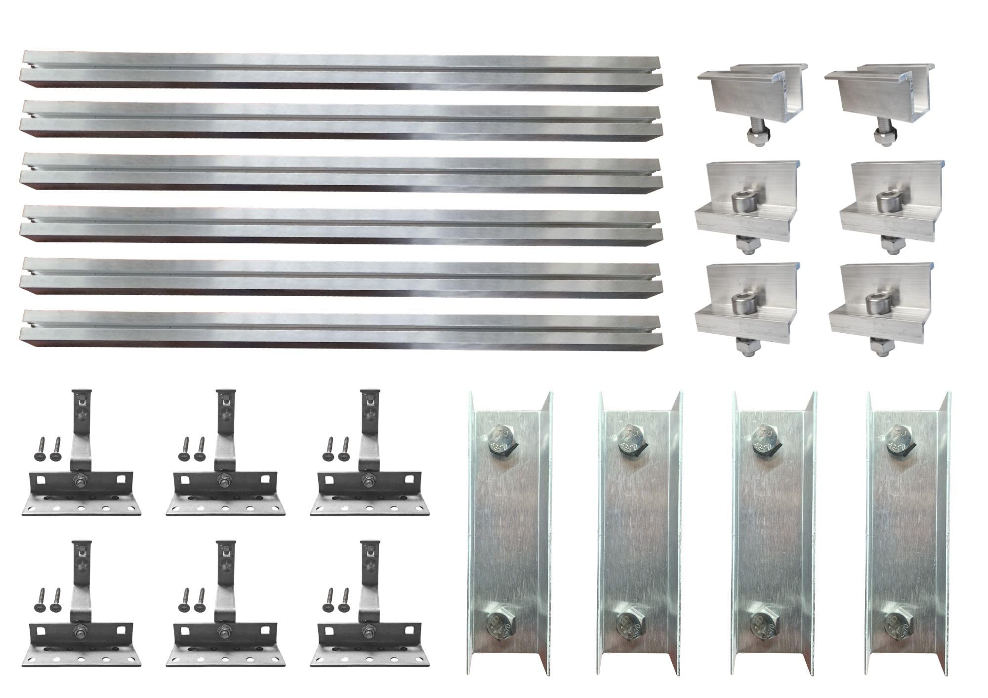 Schneck Photovoltaik Halterung Ziegeldach, für 2 Module, bis 30mm, Montage, Befestigung, Schiene, Dachhaken, Aluprofil , Mittelklemmen, Endklemmen (19% MwSt.)