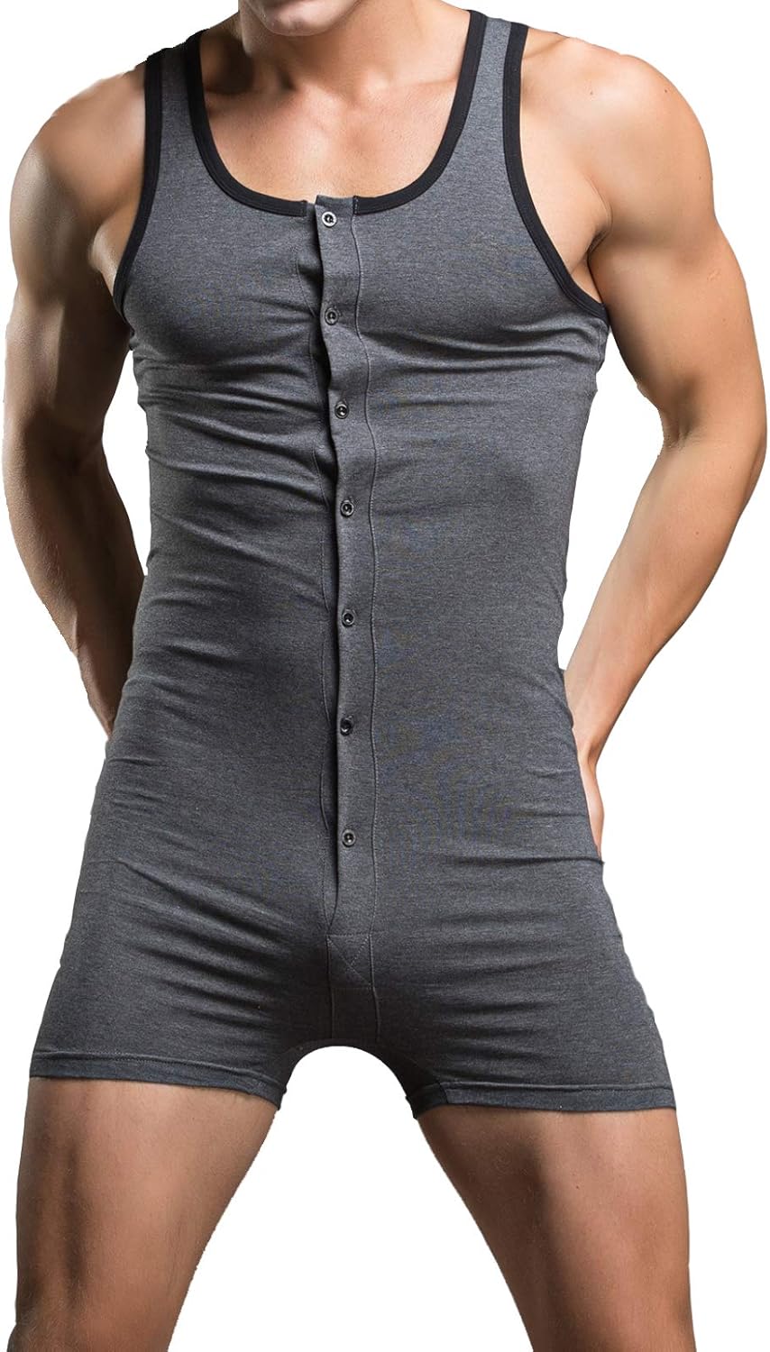 YUFEIDA Men's Athletic Supporters One Piece Bodysuit Cotton Jumpsuit Slim Fit Active Base Layers Singlet Leotard - Image 2