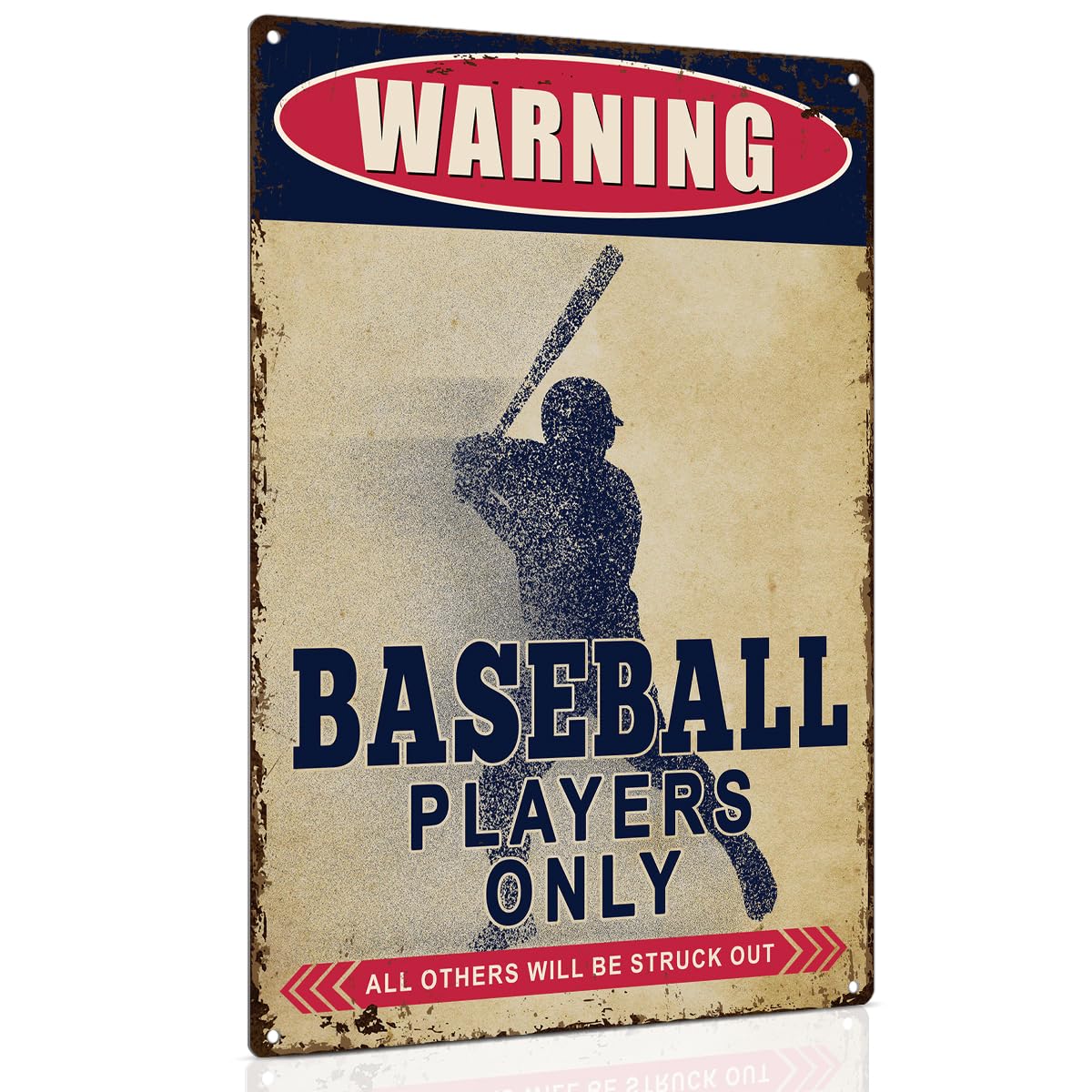 Vintage Metal Tin Sign Boys Baseball Gifts - 8x12 Inch Baseball Decor For Boys Room Decor Custom Private Property Signs Outdoor