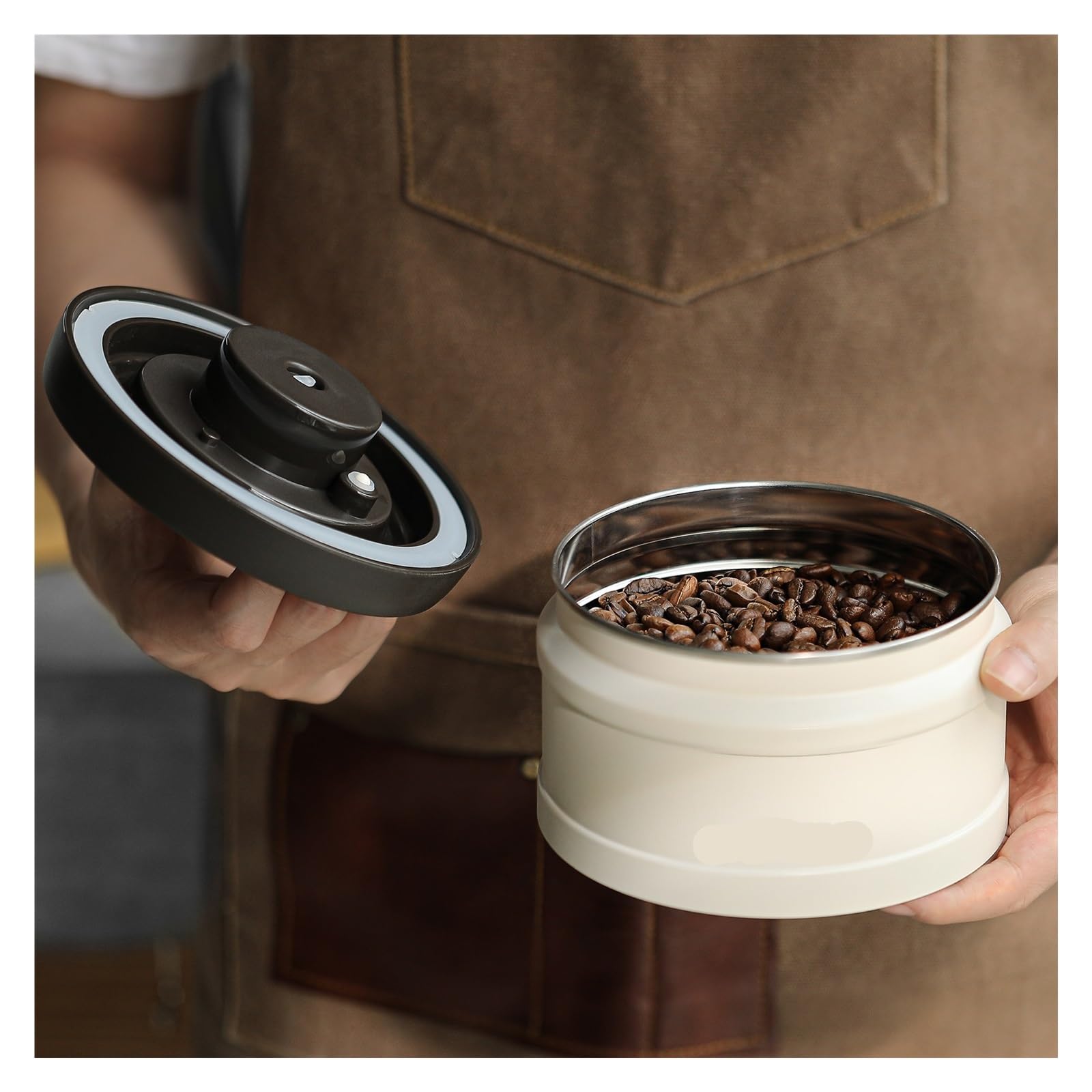 Manueller Vakuum-Kaffee-Vorratsbehälter, luftdichter Behälter aus Edelstahl, Kaffeebohnenglas, Barista-Zubehör for Zuhause für Kaffeebohnen, Zucker