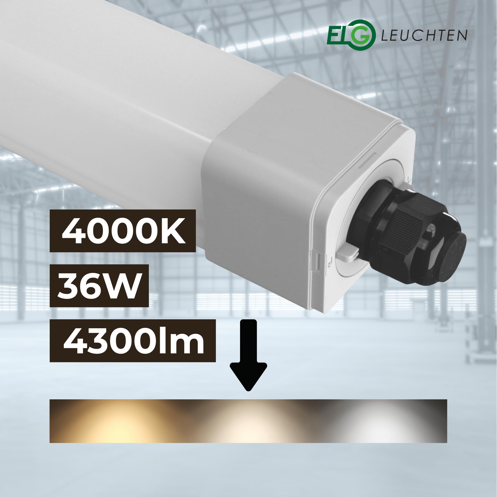 LED Feuchtraumleuchte 120cm 4000K 36W 4300lm IP66 6er Set