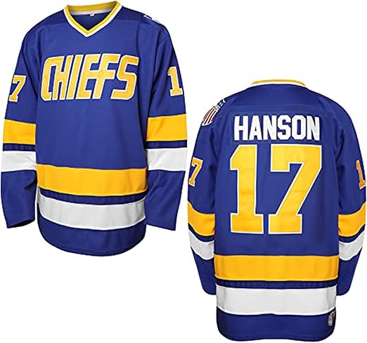 Hanson Brothers Hockey Jersey 16 Charlestown Chiefs 17 Jeff Slap Shot 18 Movie Hockey Jersey Blue White S-3XL