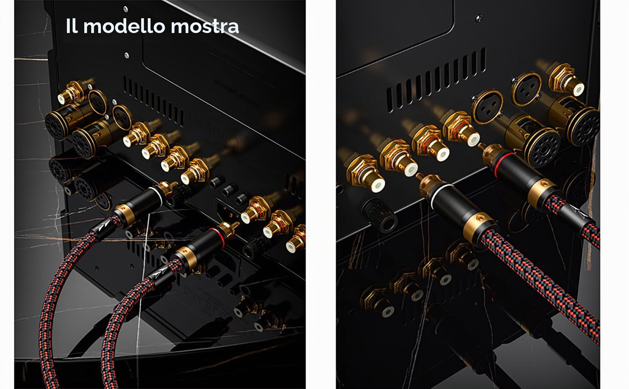 Auidophile, Cavo audio stereo per subwoofer da 2RCA maschio a 2 RCA maschio, Hi Fi, placcato oro 3U, nucleo in rame 4N privo di ossigeno, 1,5 metri