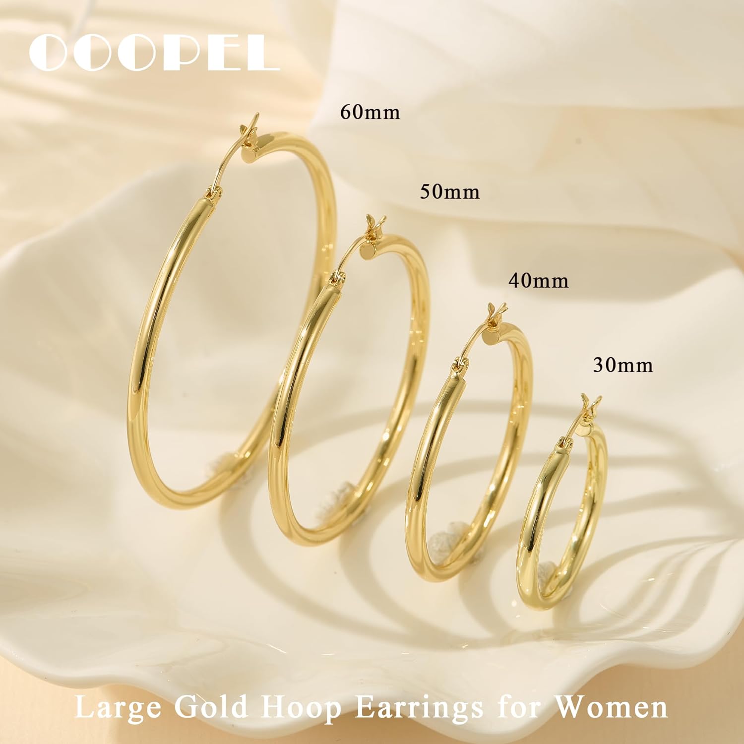 OOOPEL 3mm Gold Hoop Earrings For Women Hollow Tube 14k Gold Plated Hypoallergenic 925 Sterling Silver Post Lightweight Silver Hoop Earrings 30/40/50/60/70mm - Image 8