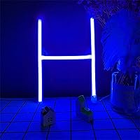Vista 13 de Letras de neón azules, letreros LED que funcionan con pilas, luces LED del alfabeto, letrero de marquesina, letras decorativas de marquesina, luces