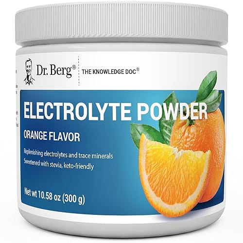 Dr. Berg Zero Sugar Hydration Keto Electrolyte Powder - Enhanced w/ 1000 mg of Potassium & Real Pink Himalayan Salt (NOT Table Salt) - Orange Flavor Hydration Drink Mix Supplement - 50 Servings - Orange - 50 Servings