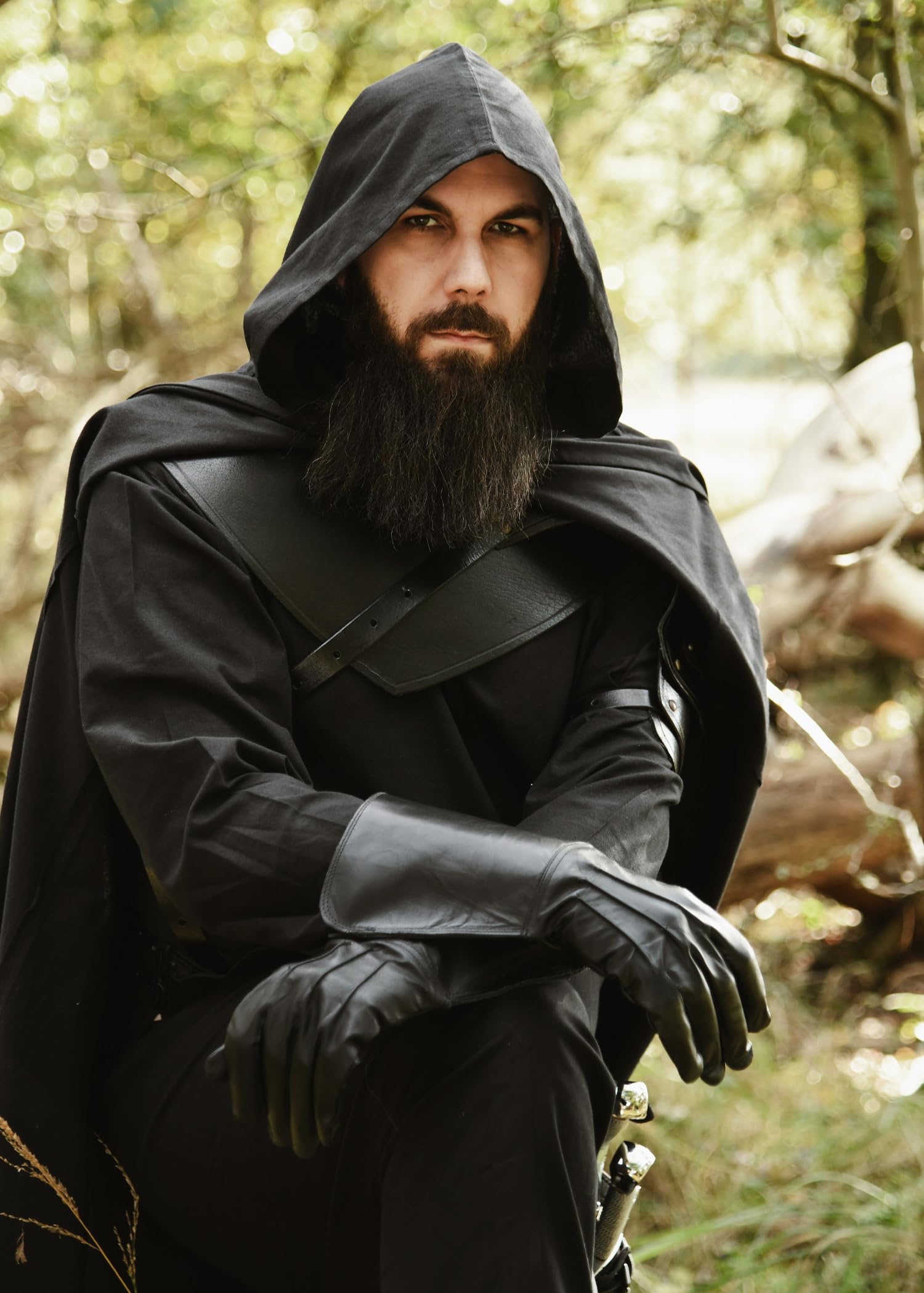 Battle-Merchant Guanti da cavaliere in pelle medievale M-XL neri LARP Viking Pirate Guanti
