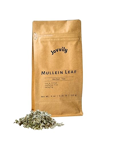 Jovvily Hoja de gordolobo - 4 oz - Corte y tamizado - Té de hierbas - Sin cafeína