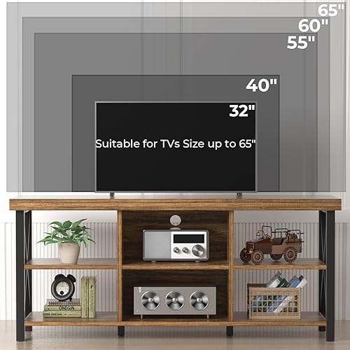 Miniatura 4 de GreenForest Soporte de TV para TV de hasta 65 pulgadas, centro de entretenimiento con 6 gabinetes de almacenamiento para sala de estar, soportes de