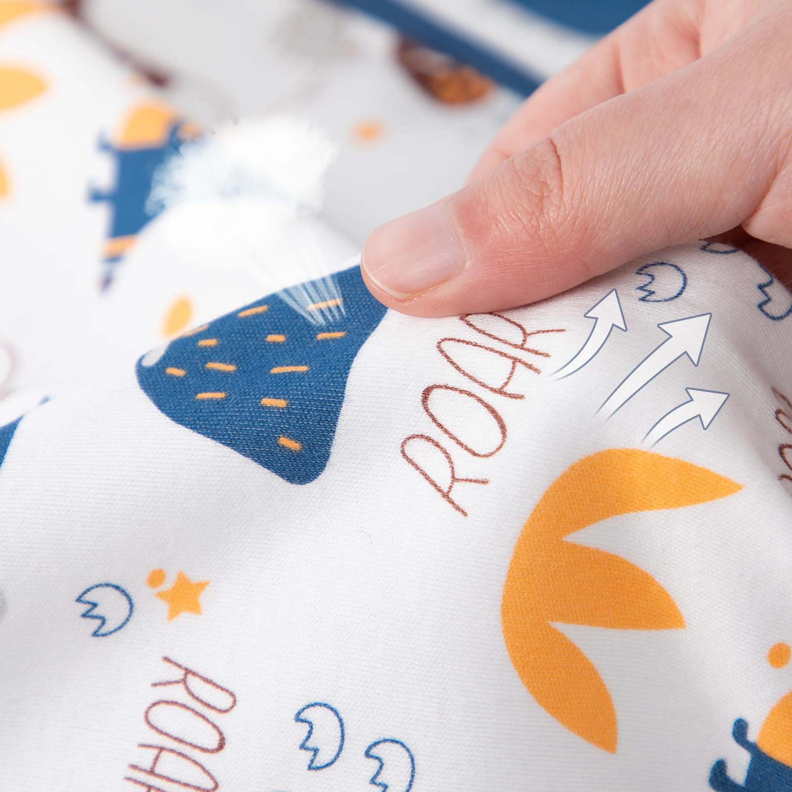 Lot de 2 Gigoteuses d'été pour bébé 0,5 Tog, Coton, Gigoteuse d'été pour Enfants pour garçons et Filles, Dinosaure et Bleu foncé, 0-6 Mois