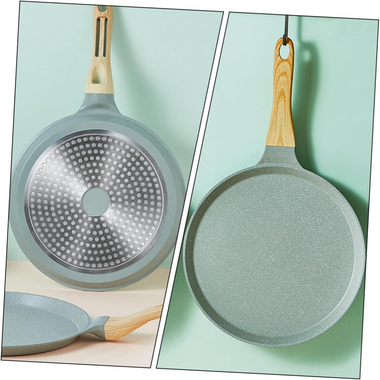 Non-stick Pancake Pot Lid Aluminum Stone Nonstick Frying Pan for Eggs Omelets Pancakes Easy Clean Heat-resistant Handles