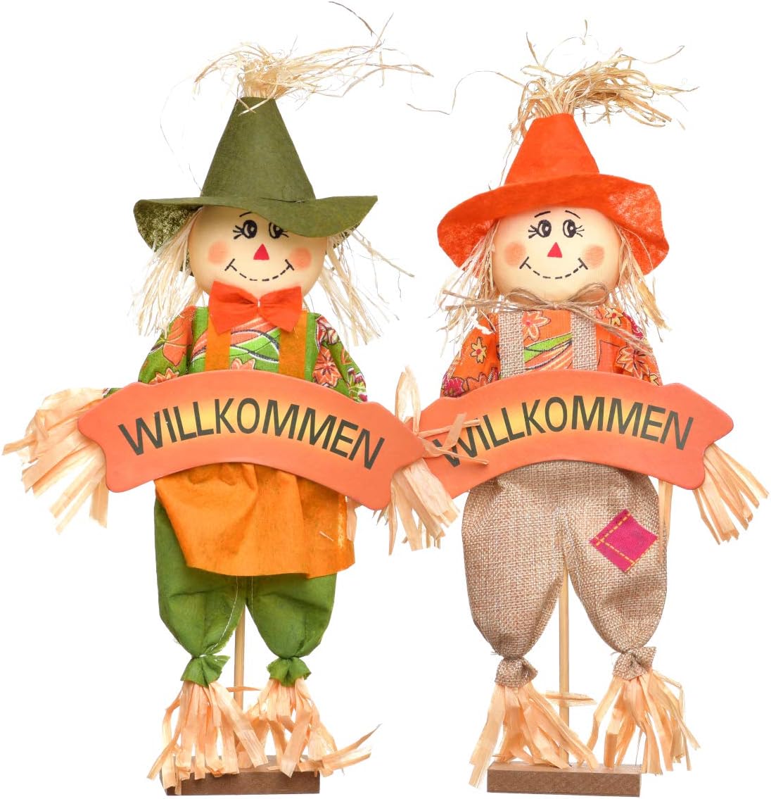 4 Süße Vogelscheuchen Aus Stoff & Bambus – Perfekt Für Herbst, Halloween & Gartendeko