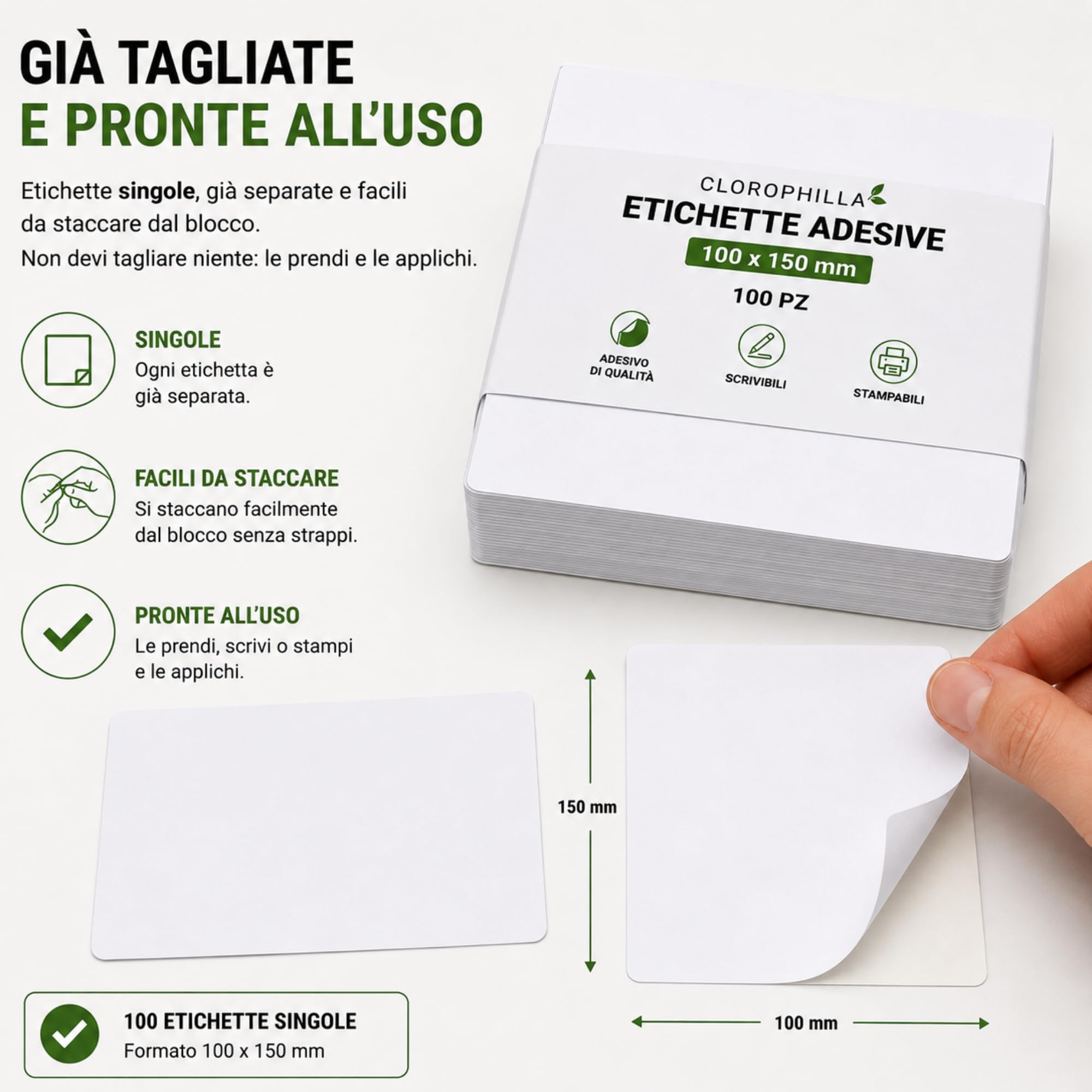 Etichette Adesive Bianche 100 x 150 mm – 2000 Pezzi – Etichette per Spedizioni, Pacchi ed E-Commerce – Scrivibili e Stampabili – Carta Adesiva Multiuso