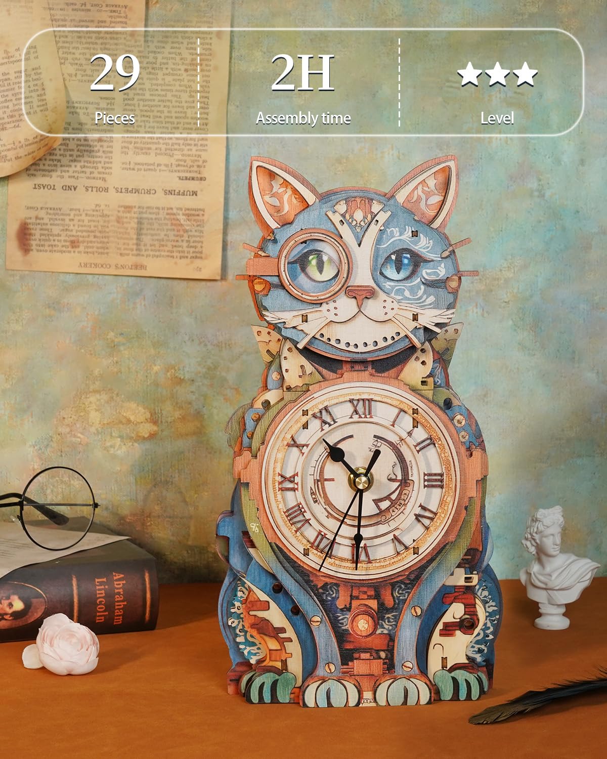 Puzzle in legno 3D per adulti - gatto detective