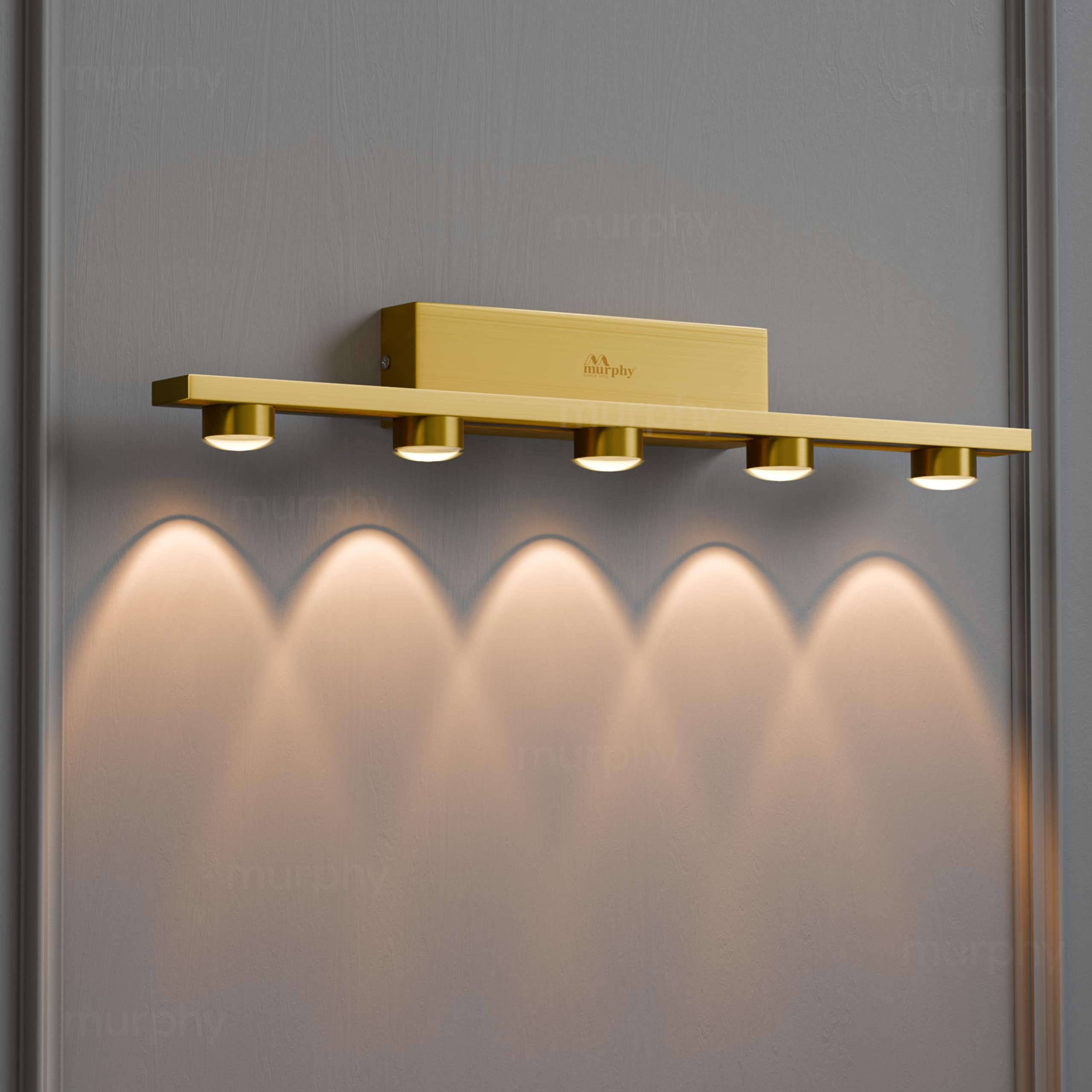 Murphy 5-Glow Goldray|LED Mirror/Vanity Light|- Luxurious Gold Finish|Warm White, 2-Year Warranty-Pack of 1