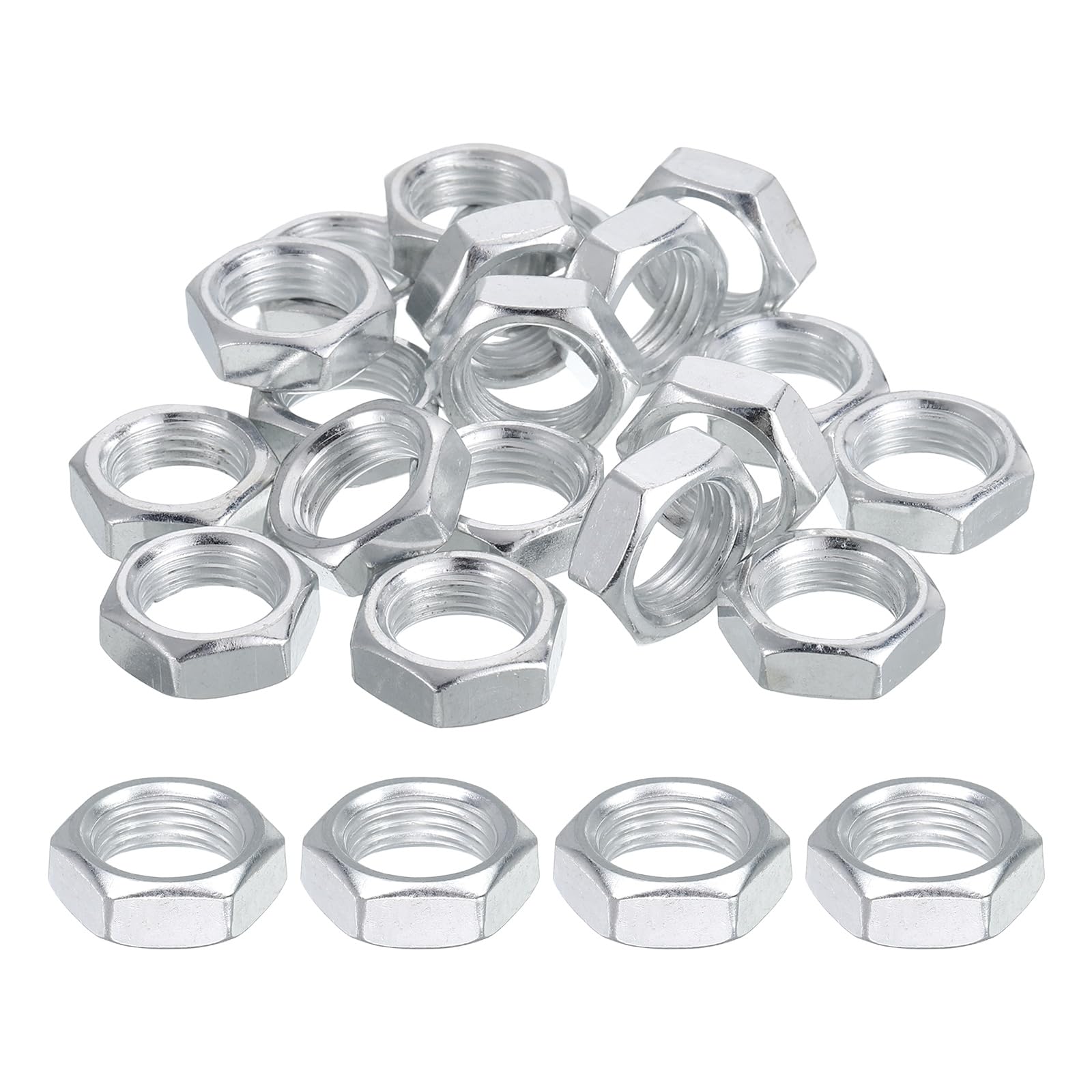 PATIKIL M16x1.5x8mm Steel Hex Nuts, 25Pcs Metric Fine Thread Carbon Steel Zinc Plated Finished Hardware Screw Nuts Fasteners for Machinery Manufacturing, Industrial Use, 22mm Width