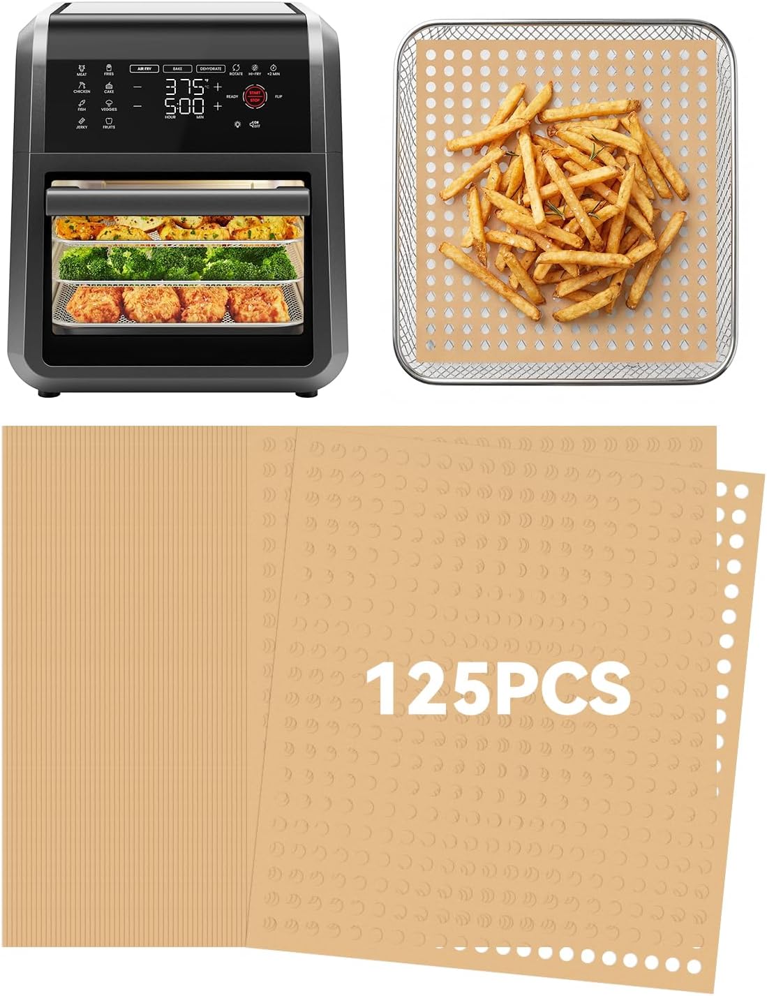 125PCs Air Fryer Parchment Paper Liners Compatible with Chefman 12-Quart