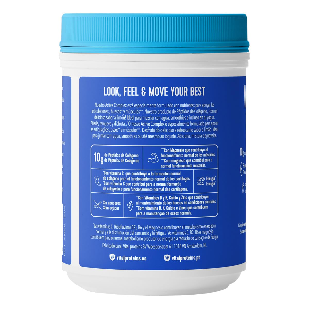 Vital Proteins | Collagene Complex attivo con vitamine e minerali | Sapore Limone | Articolazioni, ossa, muscoli ed energia | 10g di peptidi di collagene per dosaggio | 357g