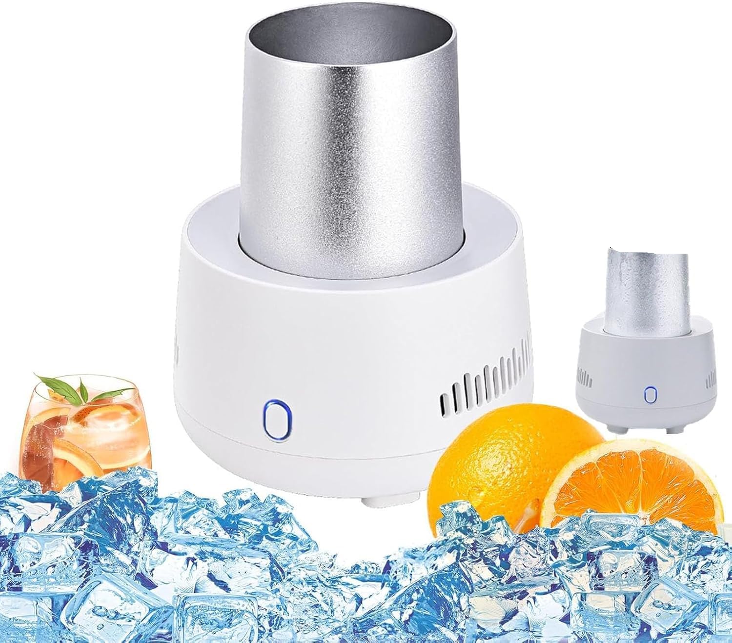 Mini enfriador de bebidas portátil, USB-C taza de enfriamiento rápido para la lata de cerveza refresco, enfriador instantáneo de la bebida fría con la taza interior de aluminio, congelador eléctrico c