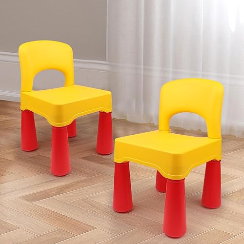 Miniatura 2 de Silla de plástico para niños pequeños, duradera y ligera, asiento de 9.3 pulgadas de altura, uso en interiores o exteriores, para niños y niñas de