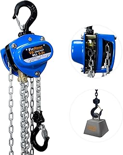 FITHOIST Chain Hoist 1100lbs Capacity Mini Hand Chain Block Hoist with 2 Heavy Duty Hooks 10ft Lift Height Come Along Manual Engine Puller Hoist for Grade Steel Garages Warehouse Automotive Machinery