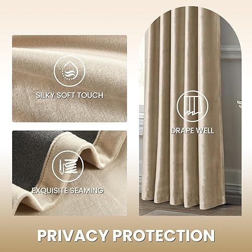 Miniatura 4 de Dreaming Casa Cortinas de terciopelo para oscurecer la sala de estar, con aislamiento térmico, bolsillo para barra, pestaña trasera, cortina de