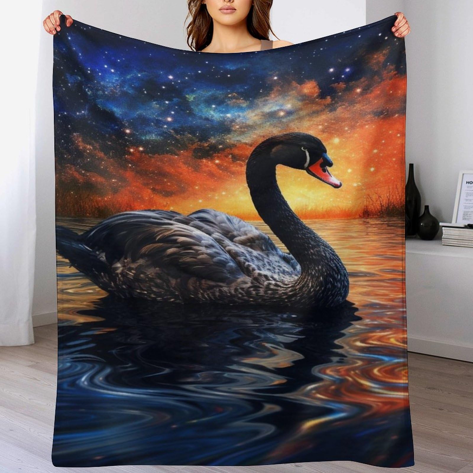 Couverture cygne flanelle finis les frissons sur le lit et le canapé