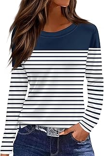 Long Sleeve Shirts for Women 2026 Spring Crew Neck Ladies Tops Tunic Print Blouse