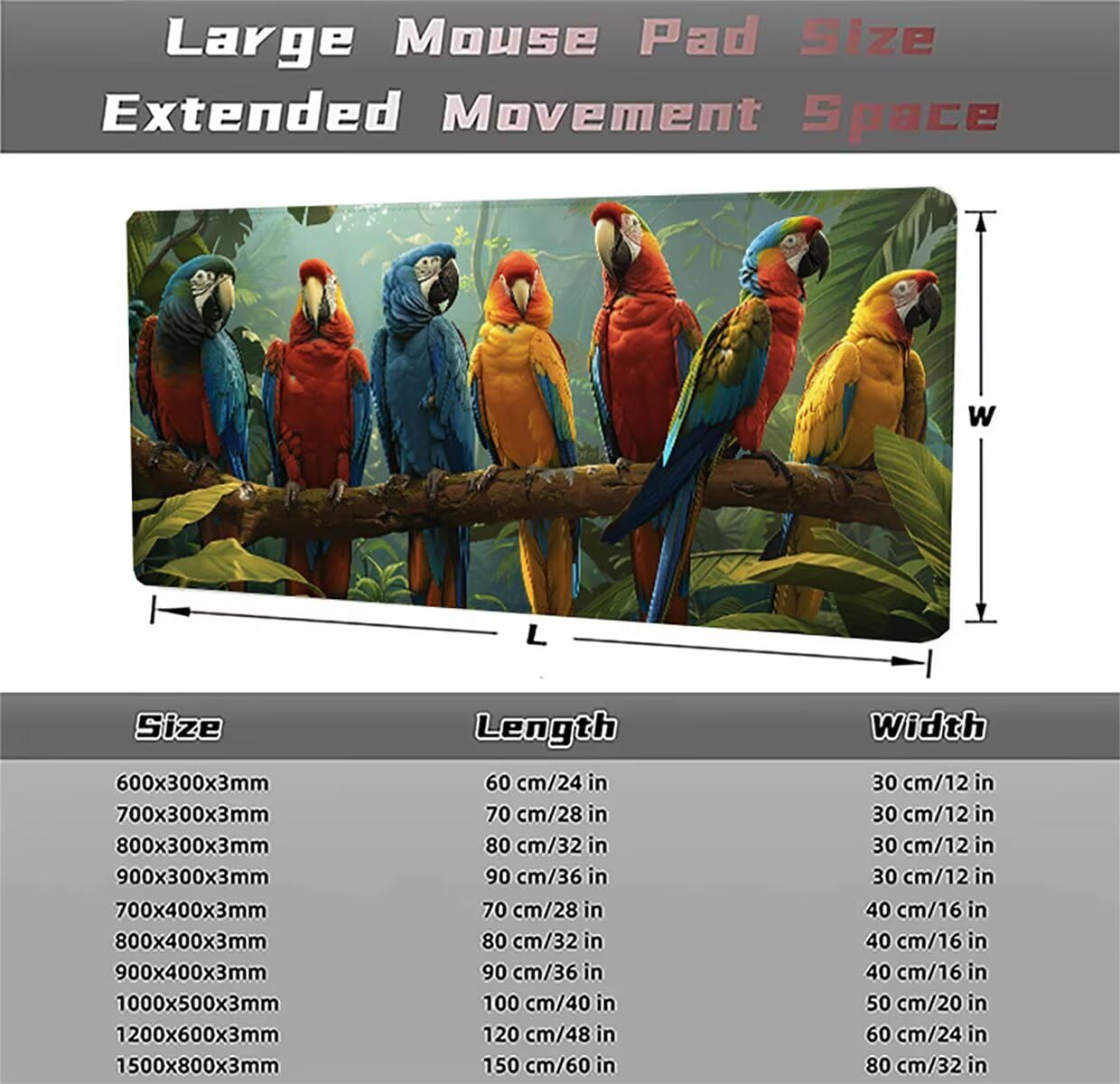 Tappetino per Mouse Gaming XXL 1200x600x3mm– Ufficio Mousepad Grande – Migliora la Velocità e la Precisione Tenuta Stabile Sottomano per Ufficio e Casa Accessori Scrivania Animale PjY3585 8-V