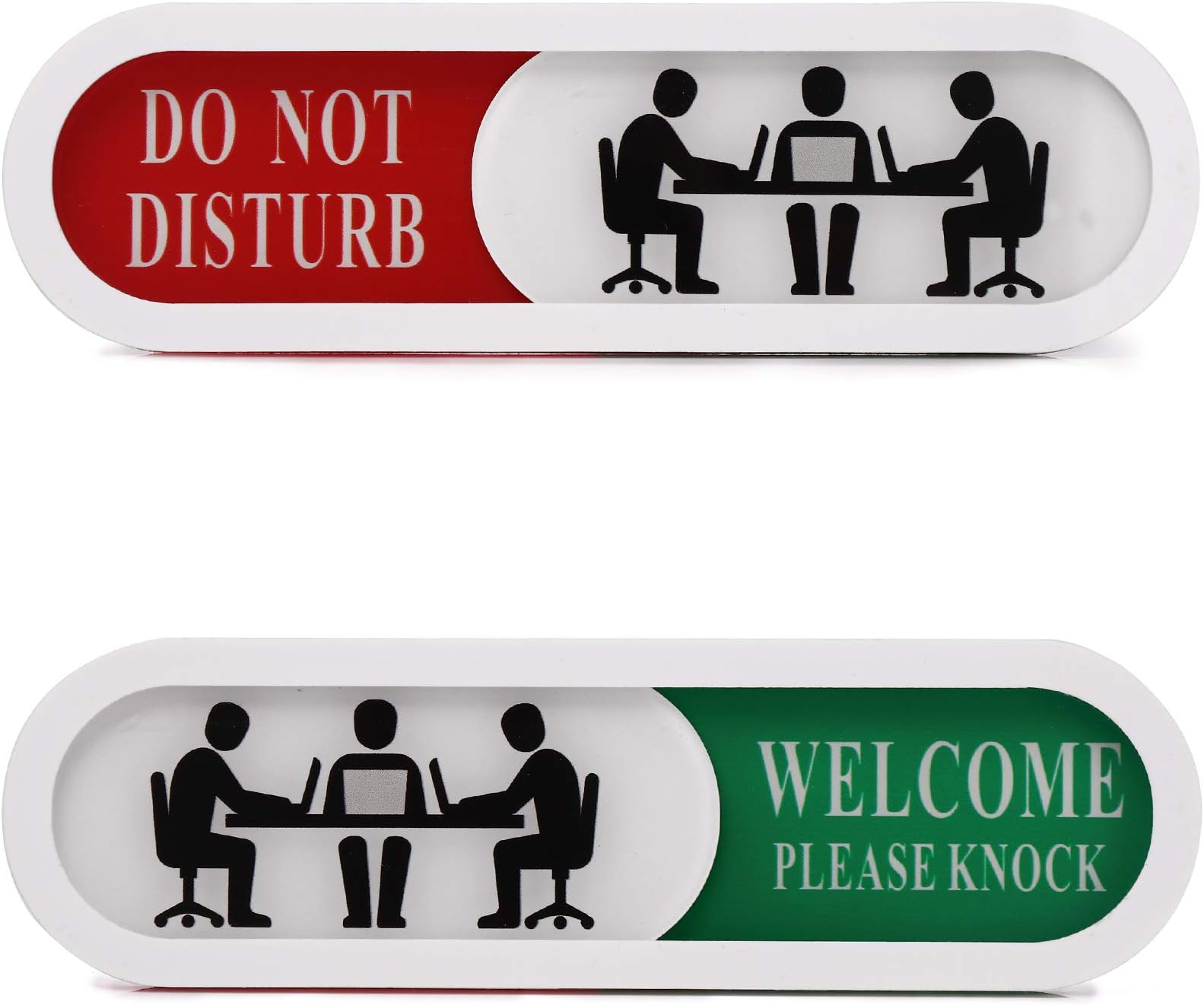 Do Not Disturb Welcome Please Knock Sign(2pack),Privacy Sign for Home Office Hotles Hospital Conference Room,Slider Door sign (Tells Whether Room Vacant or Occupied), 6.69'' x 1.96''