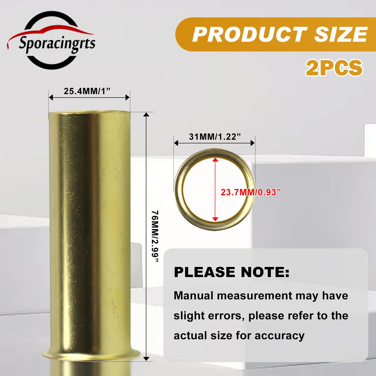 Sporacingrts Brass Drain Tube 3×1 inch for Transom, Splashwell, Livewell & Baitwell - 2-Pack, Yellow - Durable Bilge Drain Plug for Boats