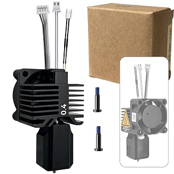 Bamboo Lab X1 X1C Hotend Assembly Complete with Hardened Steel 0.4mm Nozzle,Ceramic Heater, Thermistor, Cooling Fan for X1 Series 3D Printer Extruder Heating Block Replacement