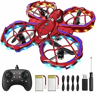 Spider Mini Drone for Kids, RC drone with LED Lights, Indoor & Outdoor Flying Toy for 8-12 Years Old Boys, 3 Speeds Mode, 360° Flips, Auto Hovering, Headless Mode, Birthday Gifts for kids Ages 3+