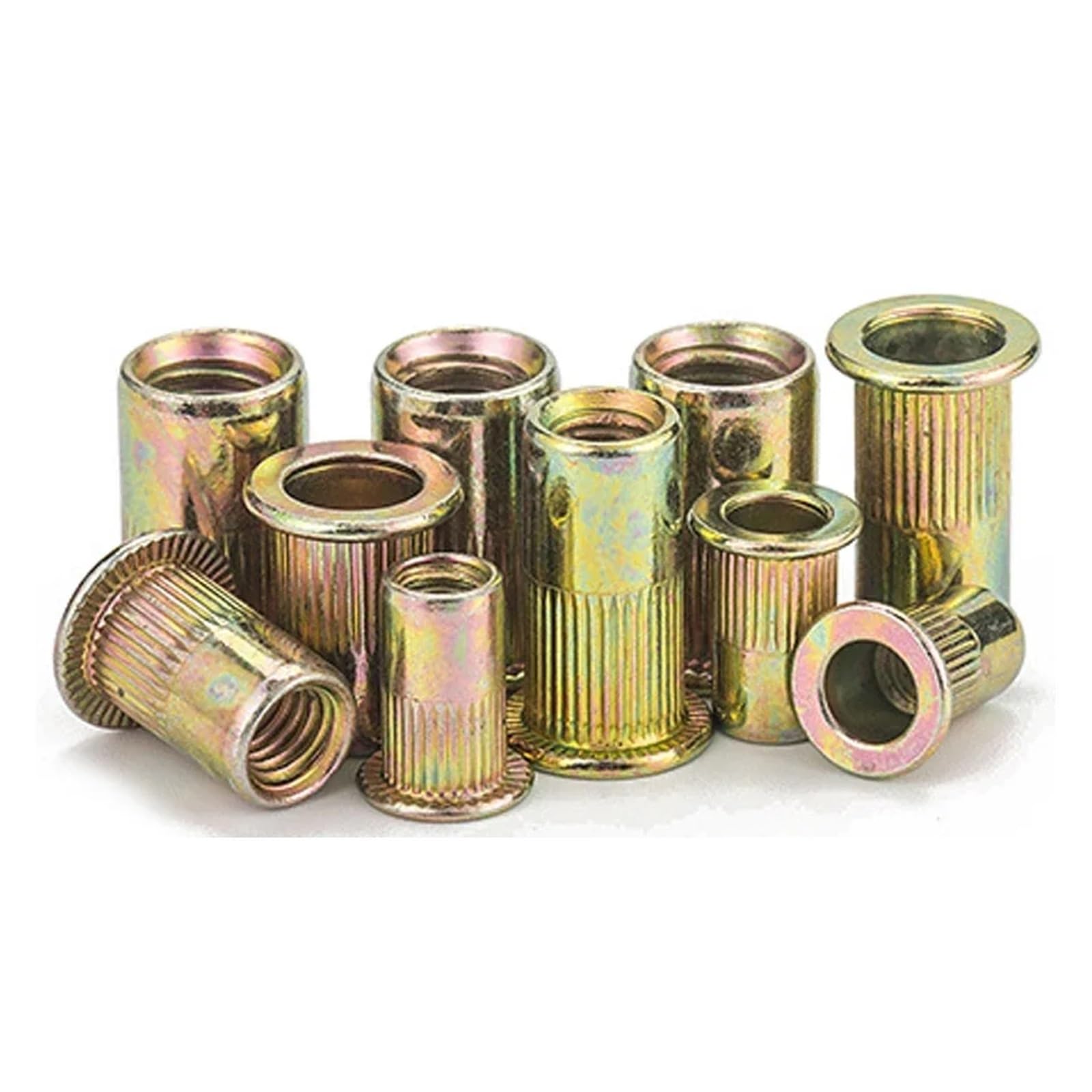 10-50 pz M3 M4 M5 M6 M8 M10 M12 Zincato Acciaio Al Carbonio Rivnut Testa Piatta Filettato Rivetto Inserto Nutsert cap Rivetto Dado(M10 (20pcs))