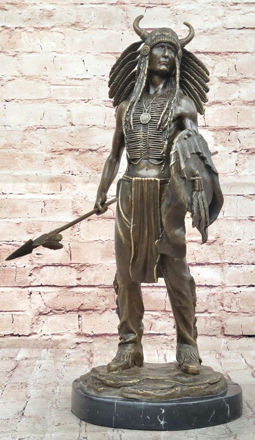 Native American Indian Warrior Chief Bronze Bust Sculpture Statue Figurine Art Artwork Deal Figure Sale by Classy Bronze