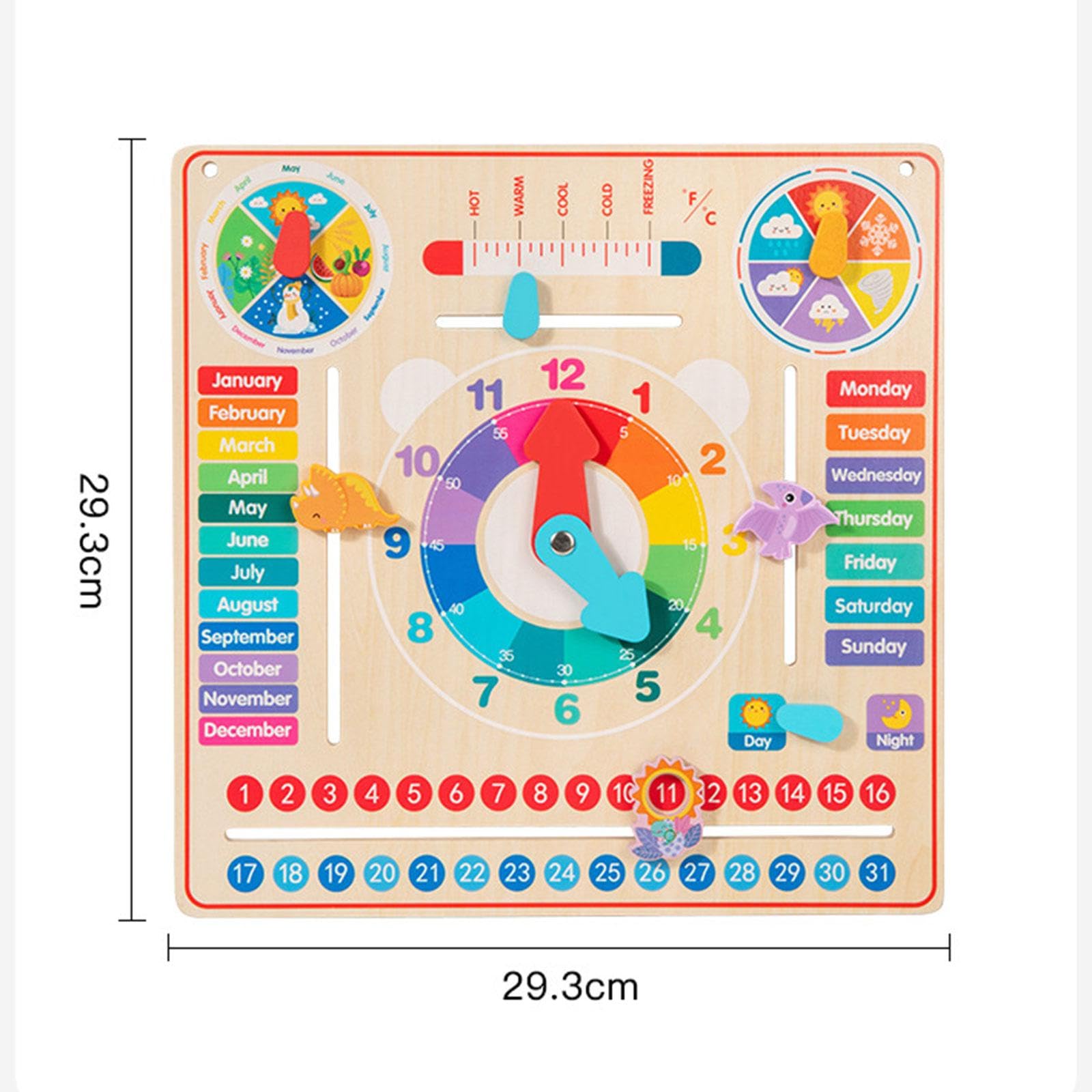 Milageto Reloj de Madera con Calendario, Juguete Educativo, Reloj de Madera para Aprender, Regalo para niños, Juego de Mesa de Aprendizaje para niños