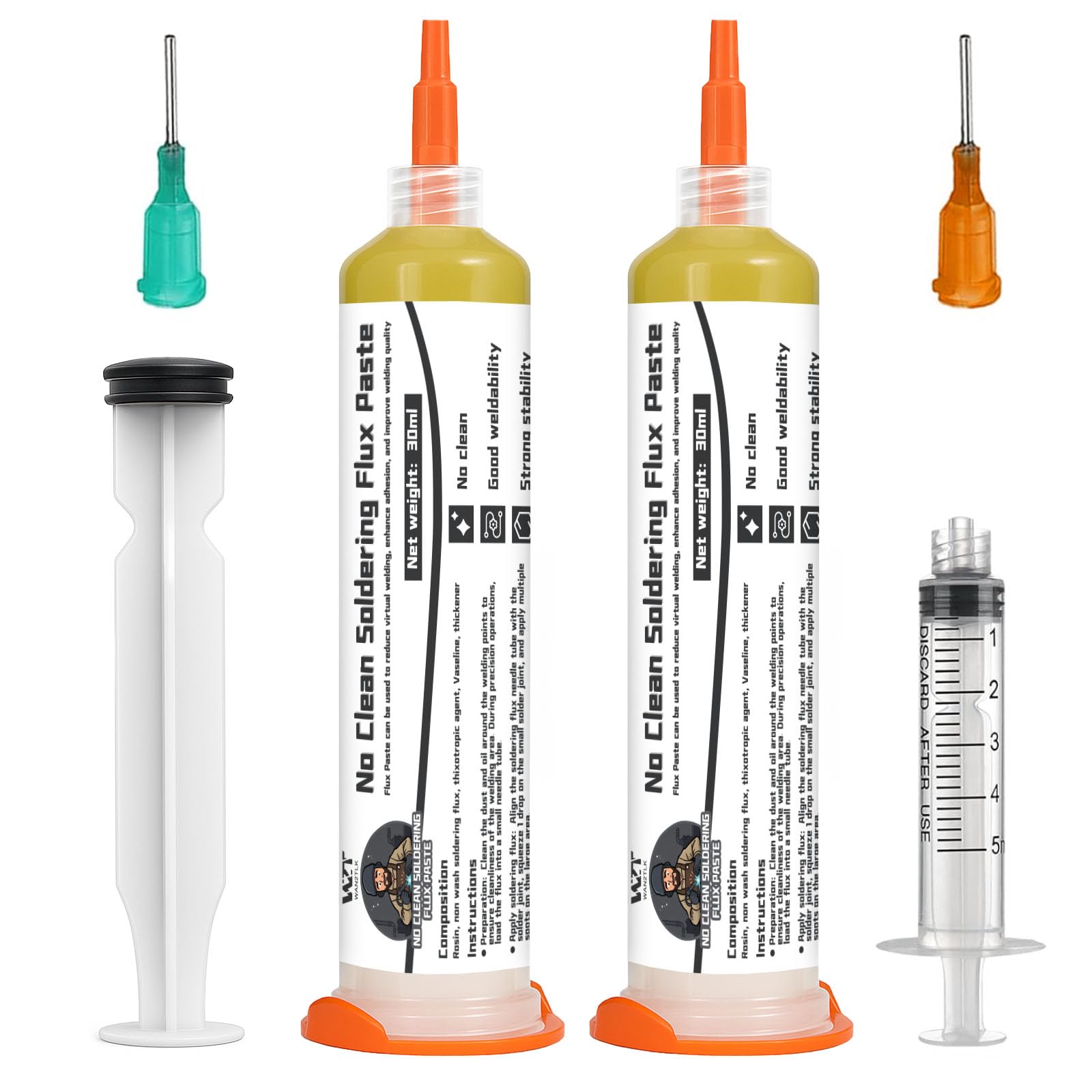 WAN2TLK 2Pcs No Clean Soldering Flux Paste, Solder Flux for Electronics Soldering Tin Soldering