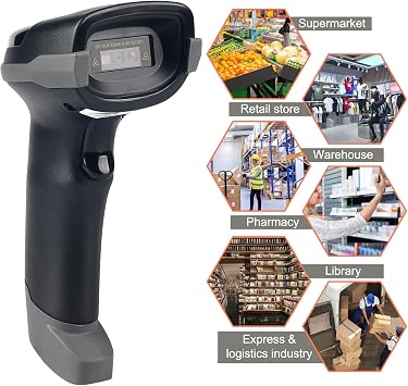 Sumicor Wireless Barcode Scanner, Bluetooth 2.4G 3-in-1 1D 2D QR Scanner with Wireless Receiver Stand, Handheld Barcode Reader for Inventory, Store, Library