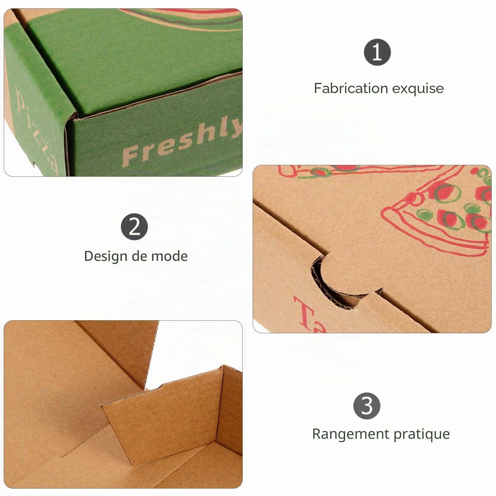 Alipis Boite Pizza Carton en Papier Pliable, Lot de 10pcs, Boîte à Pizza Pratique Transport Conservation Fraîcheur