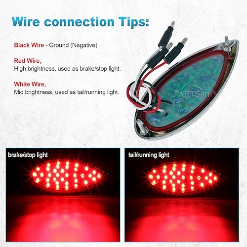 Miniatura 5 de 2 luces traseras de freno de freno cromadas rojas de 35 LED cromadas para camión, remolque, parada y giro, selladas con brillo alto y bajo