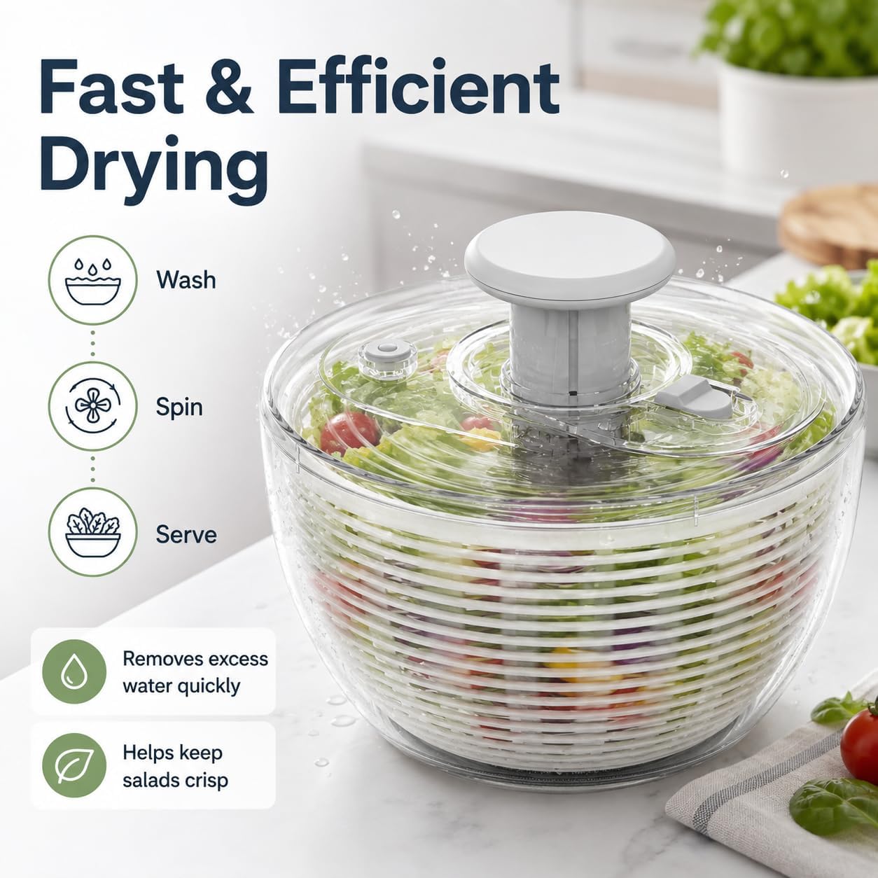 6.3 Qt Salad Spinner | Lettuce Spinner | Fruit Washer