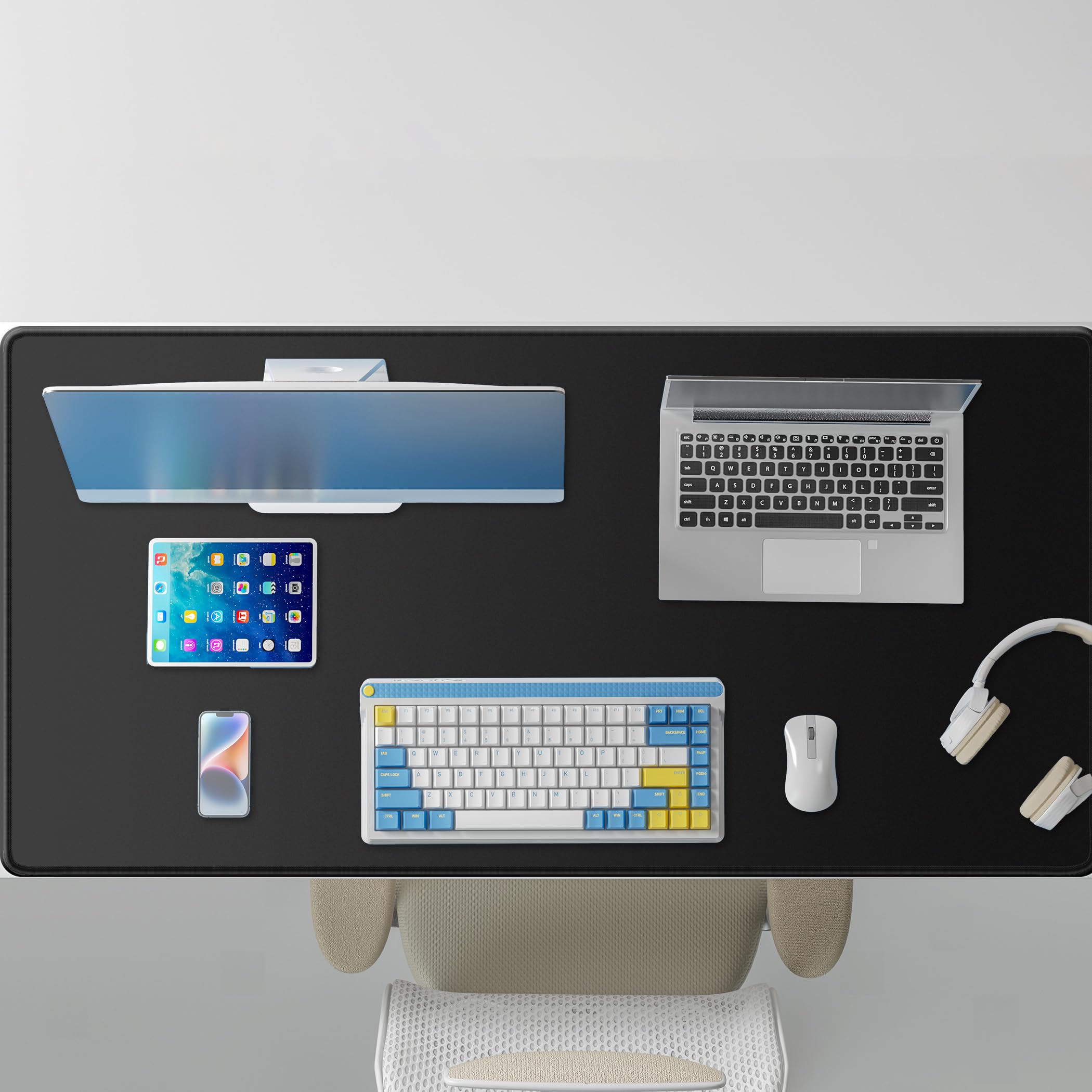 LL-COEUR Schwarz Verlängert Gaming Mausmatte 140x60x0,3cm, Groß Schreibtischunterlage Mäusepad Verbessert Präzision und Geschwindigkeit (1400x600x3mm)