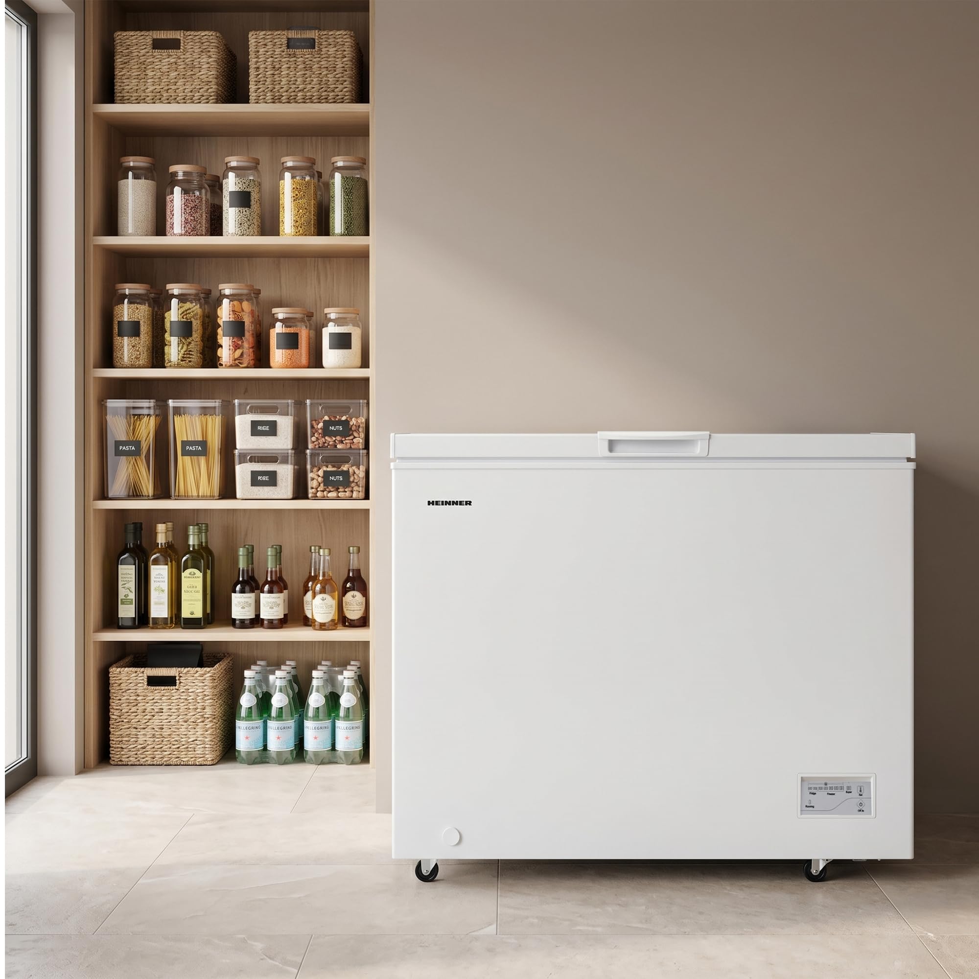 HCF-200CNHE++ Gefrierschrank – 200 L Nutzvolumen, Energieeffizienzklasse E, LED-Innenbeleuchtung, Verstellbare Fächer, Reversible Türen, Weißes Design, Leiser Betrieb – 5 Jahre Garantie
