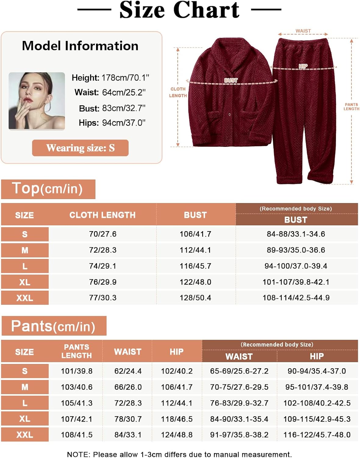 Women's Warm Fleece Pajama Sets, Long Sleeve Soft Sleepwear Button Down Winter Lounge PJs Sets with Straight Pockets - Image 6