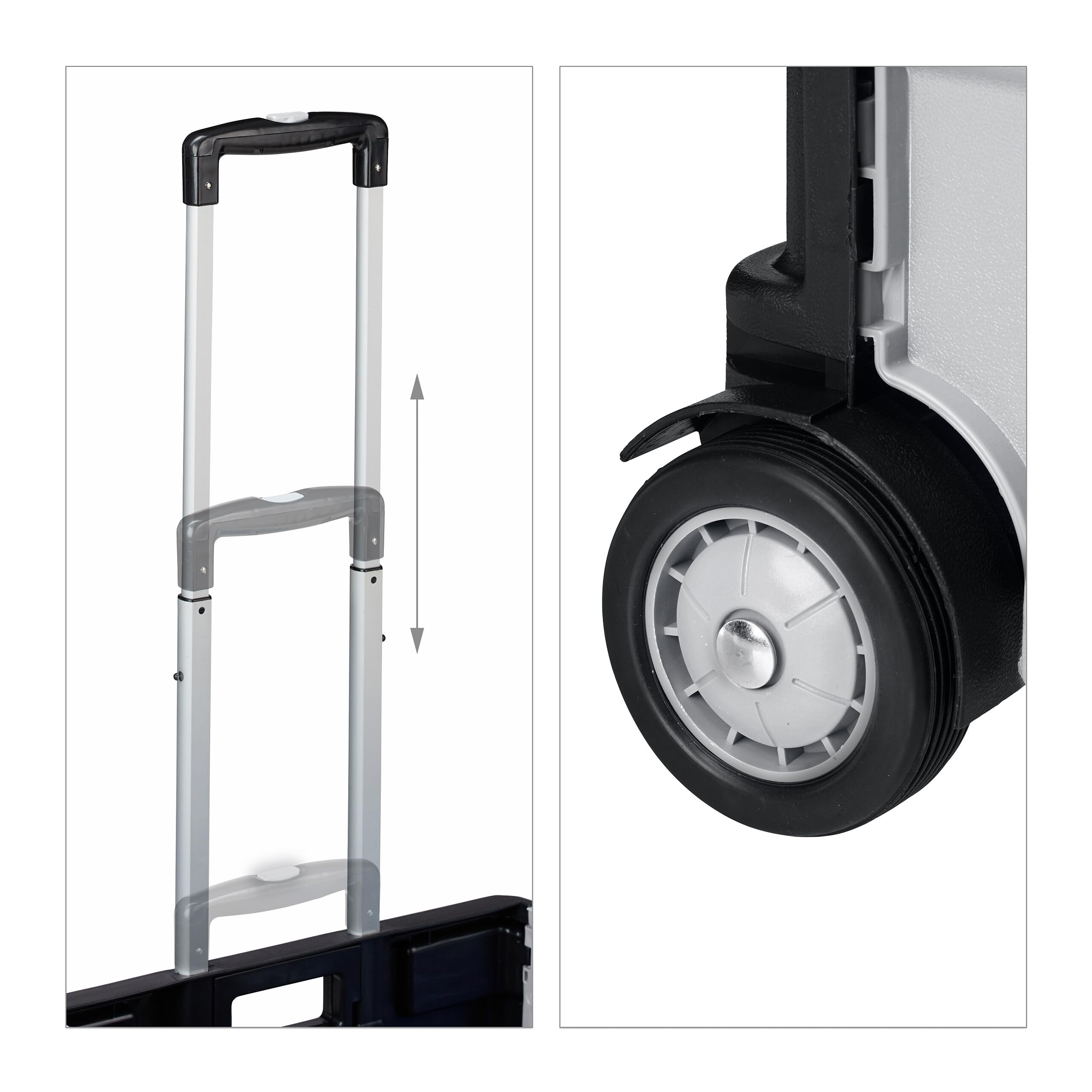 Relaxdays Carrello per Spesa Pieghevole, 35 kg di Carico, Manico Telescopico, Carrellino Trolley Portaspesa, Nero Bianco