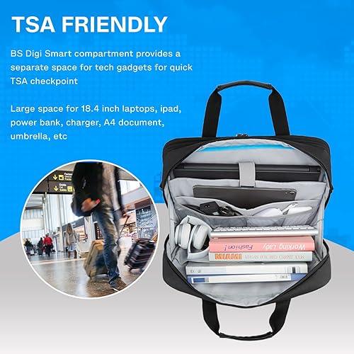 Miniatura 4 de BAGSMART Bolsa para laptop de 18 pulgadas, maletín expandible, bolsa de computadora para hombres y mujeres, bolsa de hombro para laptop, bolsa de